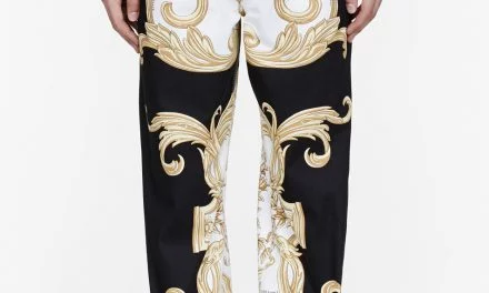 Lust Have | Versace Black & Gold Rococo Printed Runway Trousers