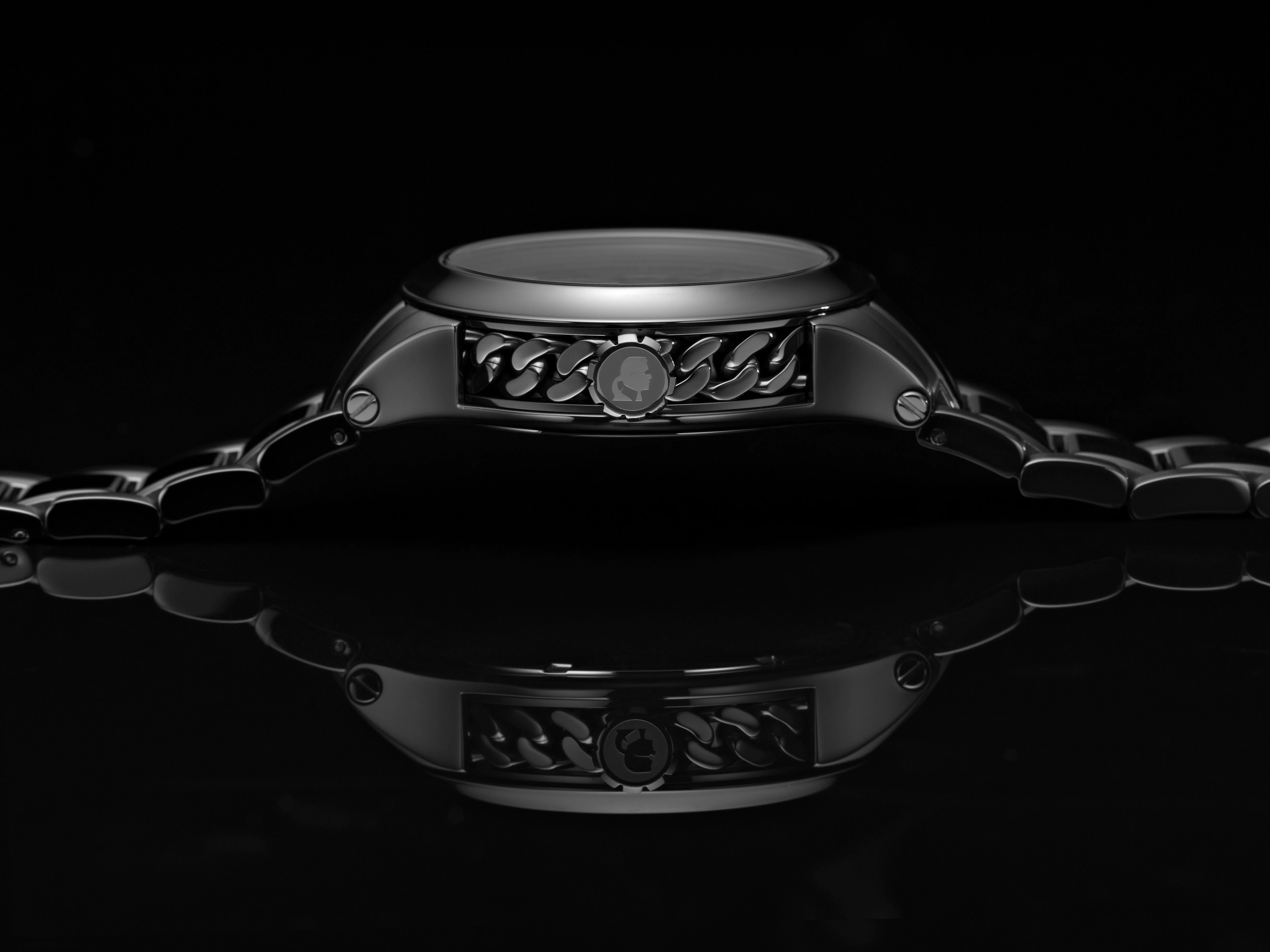 Karl Lagerfeld Black Watch Box with Silhouette Design The Met Walks a Fine Line on Karl Lagerfeld: Judge the  main image 3